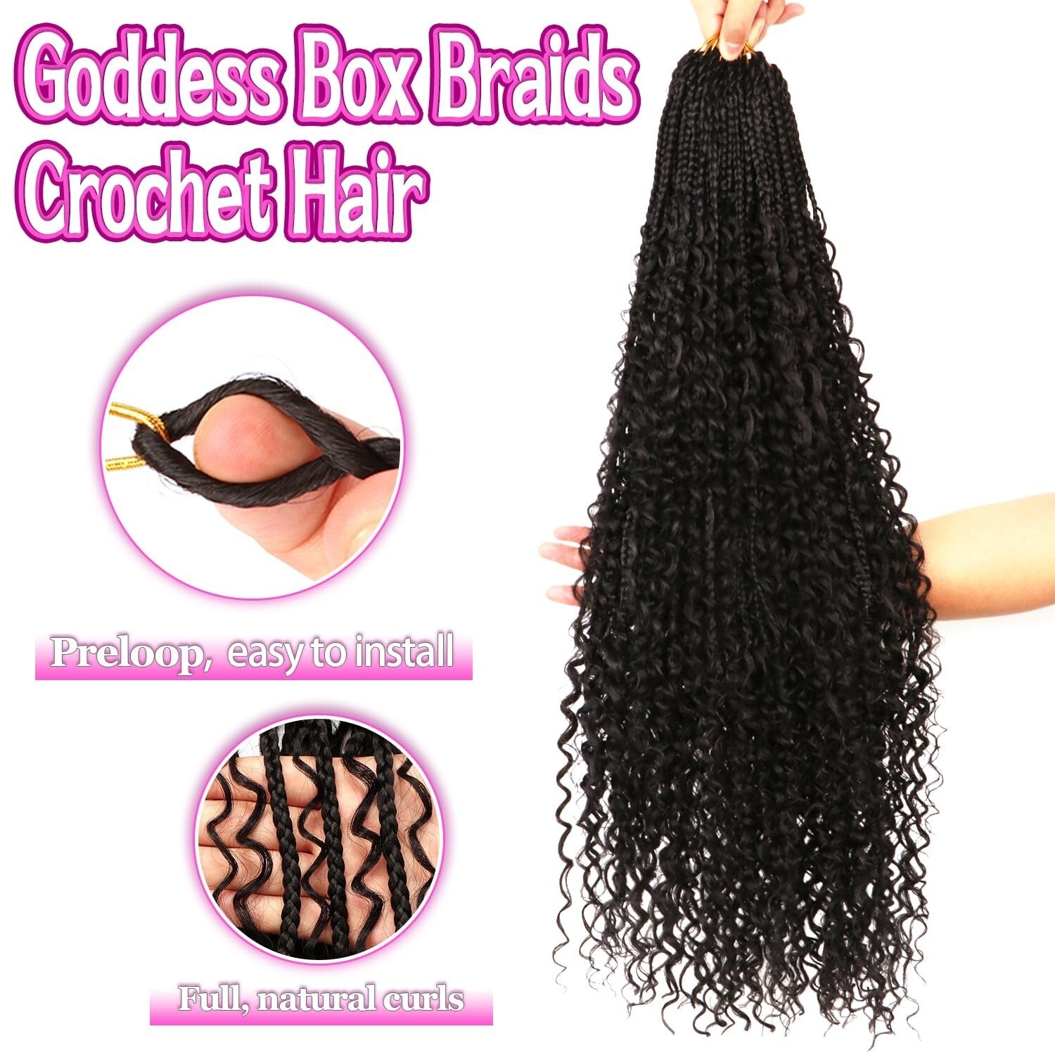 Goddess Boho Box Braids Crochet Hair - 30 Inch, 8 Packs for Effortless Style