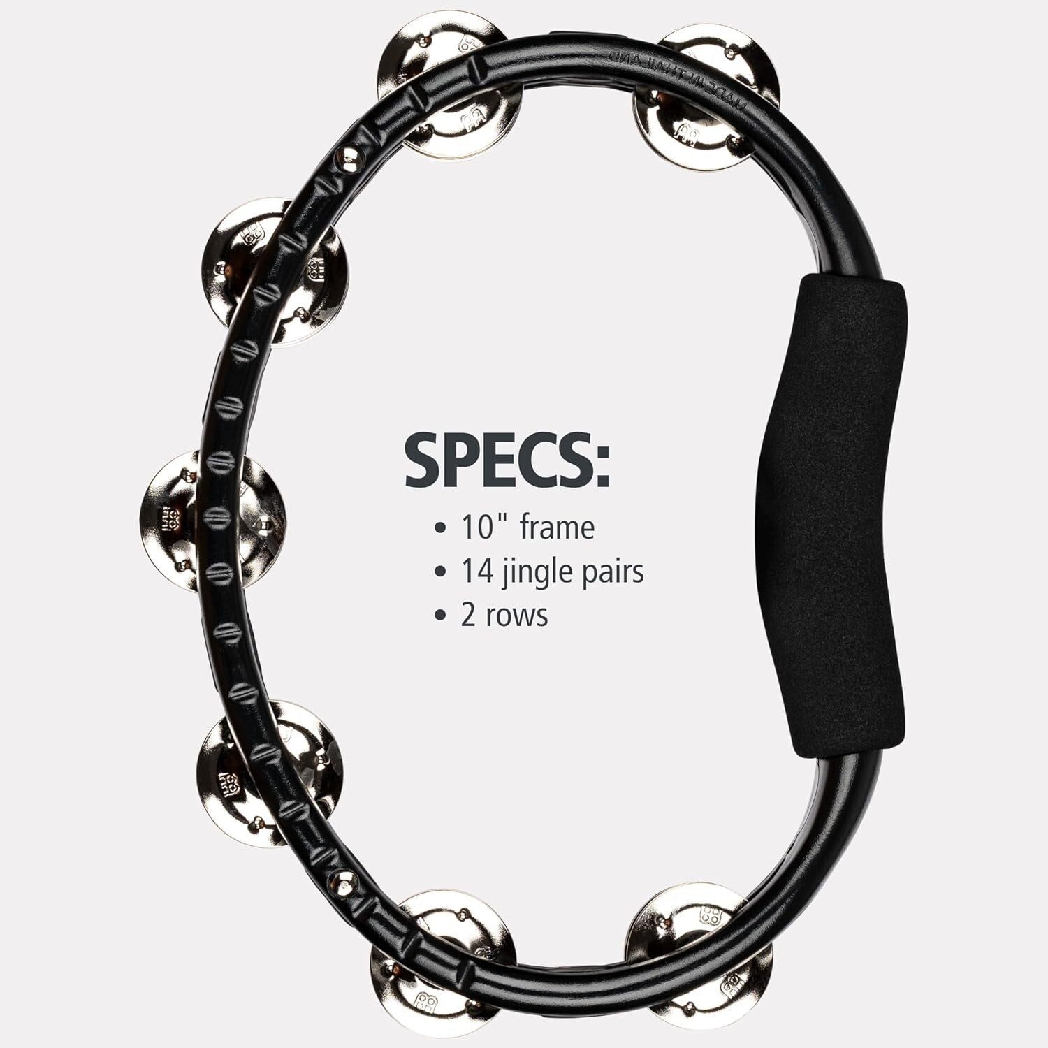 Traditional Handheld Tambourine - Ergonomic Black Frame, Built for All Musicians