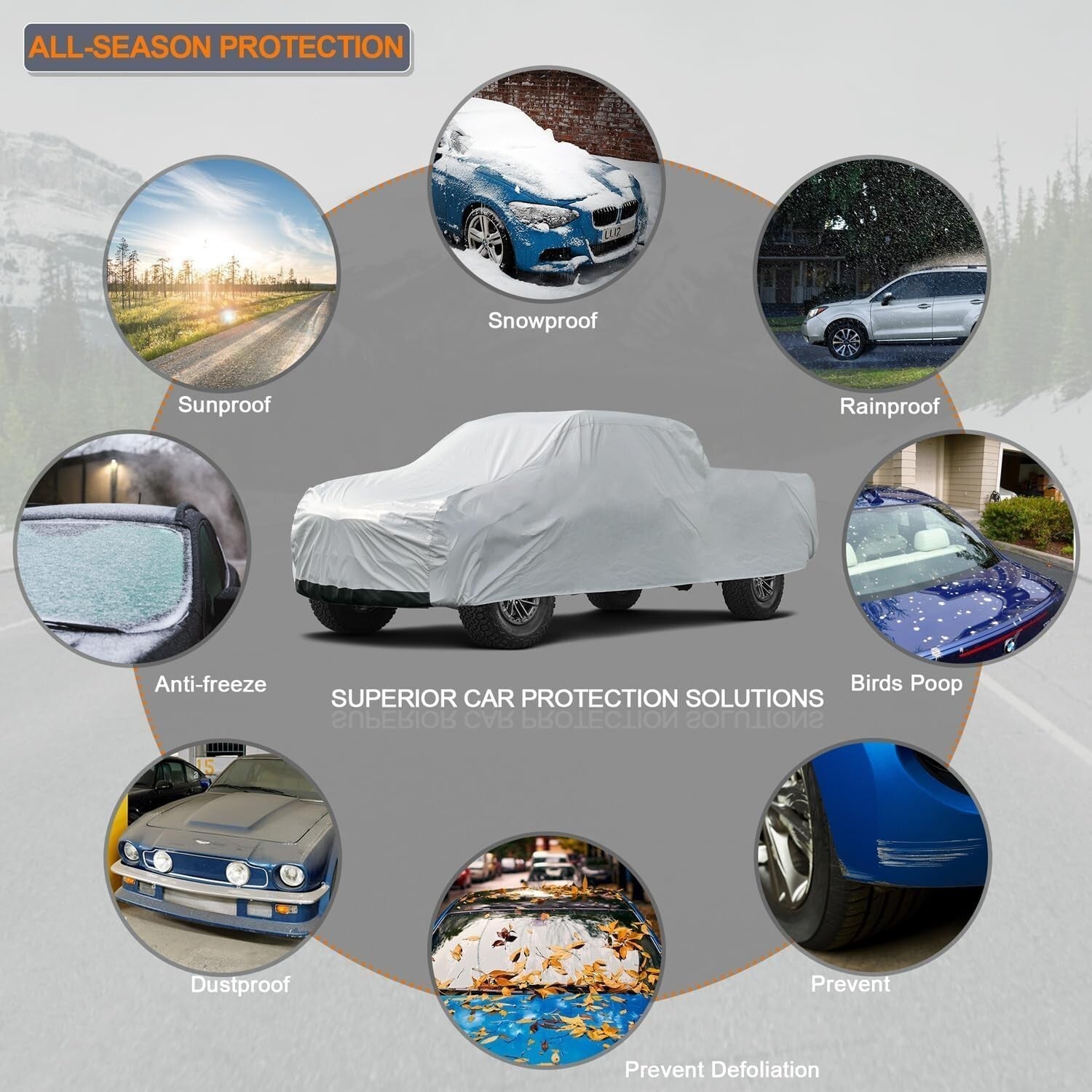 Extra Large Waterproof Truck Cover - Heavy Duty Sun and Rain Protection, 250 in