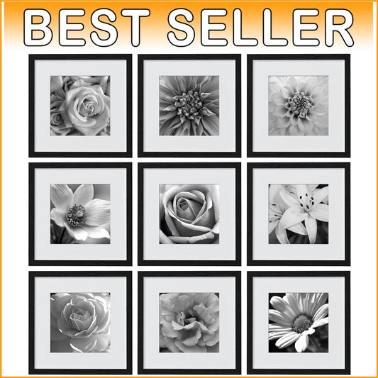 Elegant Black Picture Frame Set for 14x14 and 10x10 Photos - Collage Decor