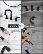 Load image into Gallery viewer, Matte Black 3-Hole Widespread Bathroom Faucet with 360 Swivel Spout - 2 Sets