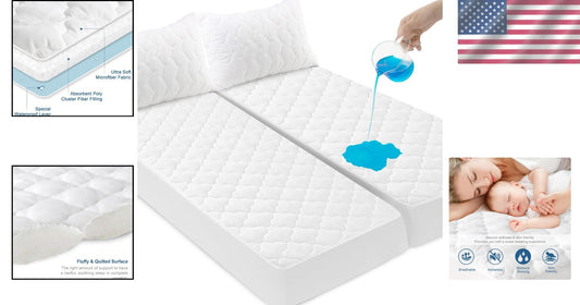 Breathable & Soft Split King Mattress Pad – Waterproof, Machine Washable Cover