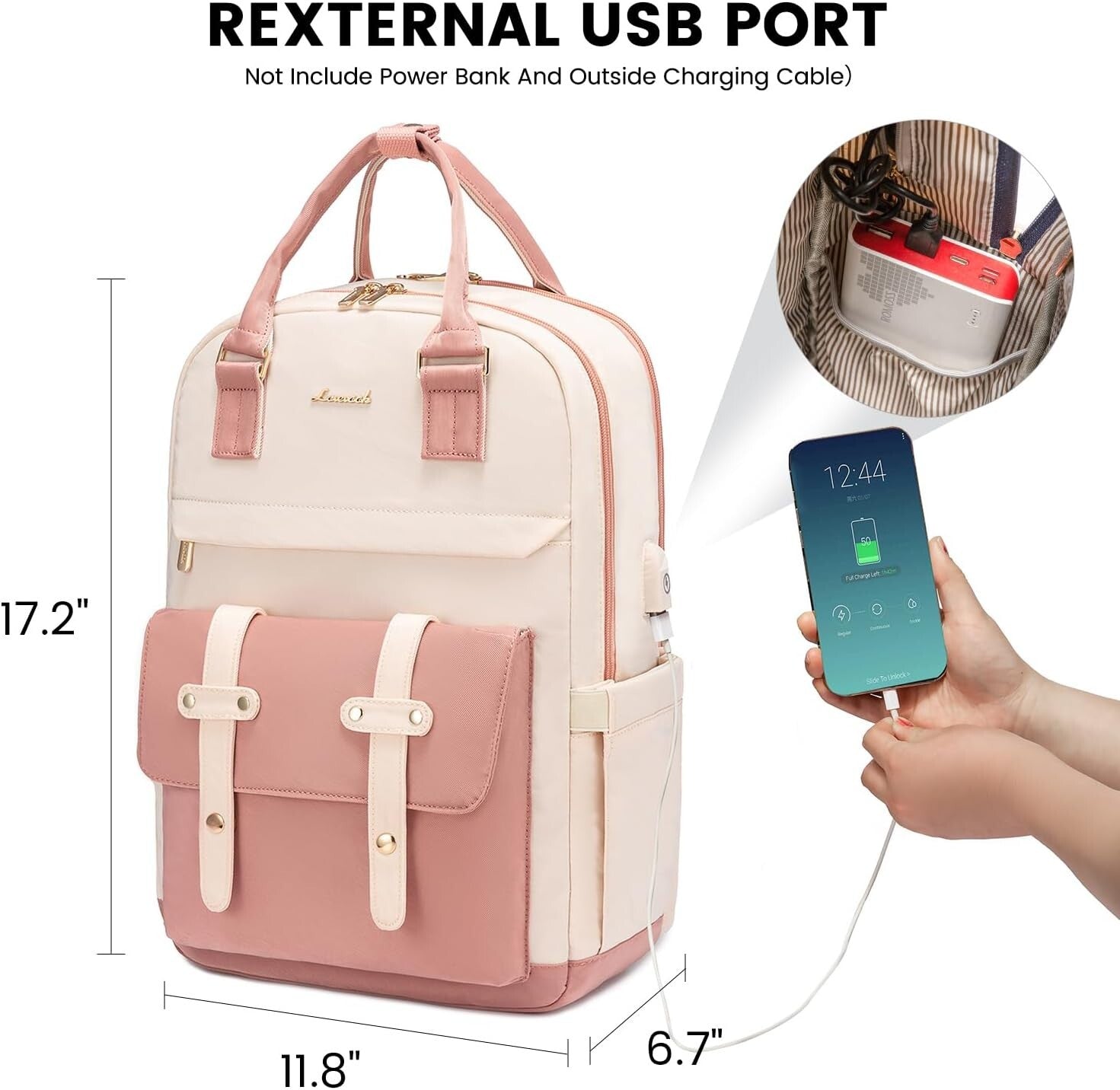 Stylish Water-Resistant Laptop Backpack with USB Port for Women - 15.6 Inch