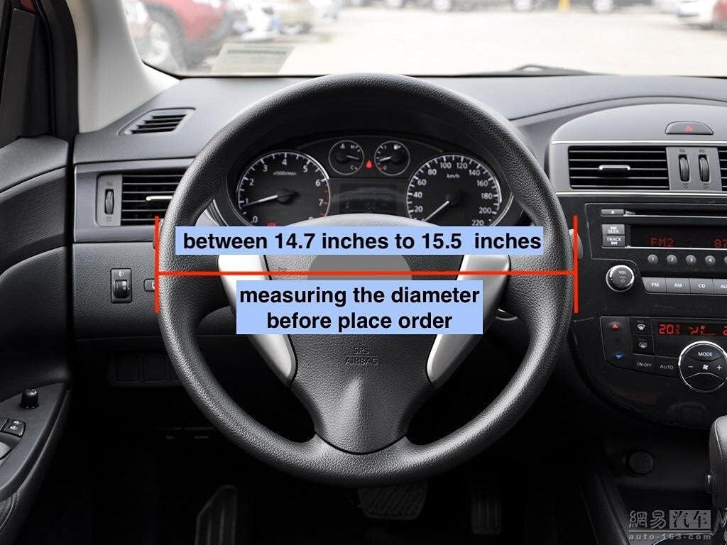 Easy Clean Black Leather Steering Wheel Cover 15.5-16 Inch for Truck Interiors