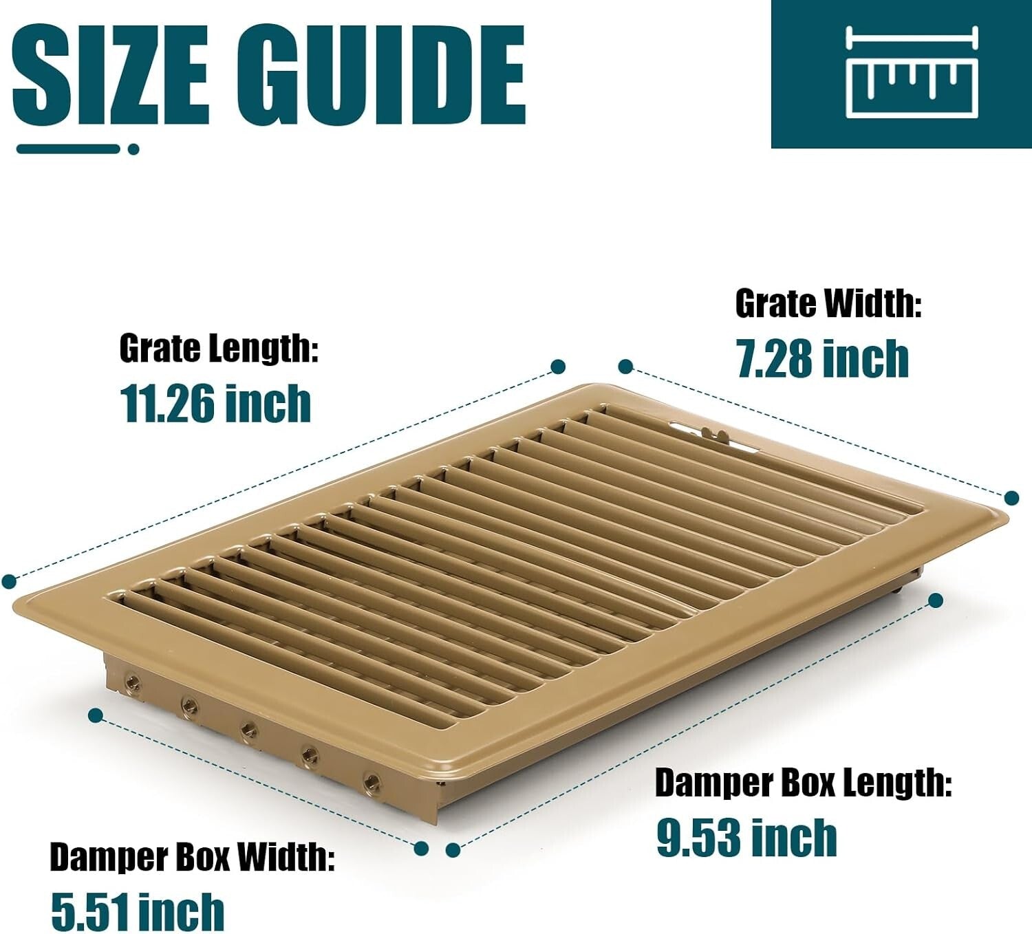 Classic Brown Floor Register 6x10 - Durable Adjustable Grille for Home & Office