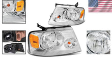 Load image into Gallery viewer, Durable Chrome Amber Headlights Pair for Ford F150/Mark LT - Plug and Play