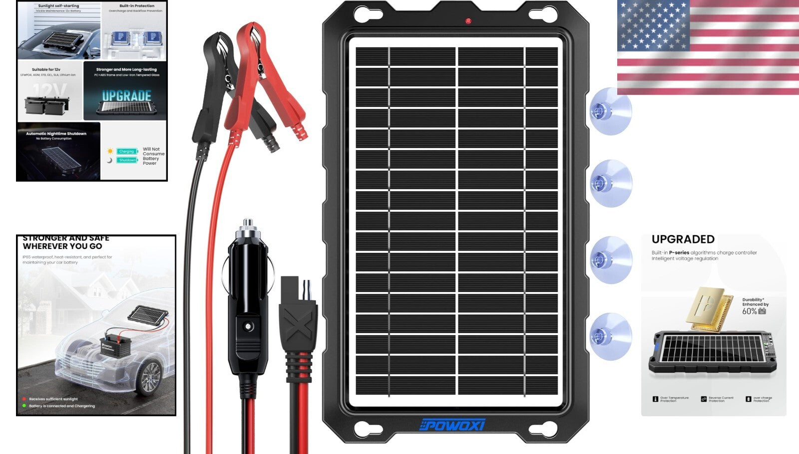 Eco-Friendly 9W Waterproof Solar Charger for 12V Power Systems - Easy Install