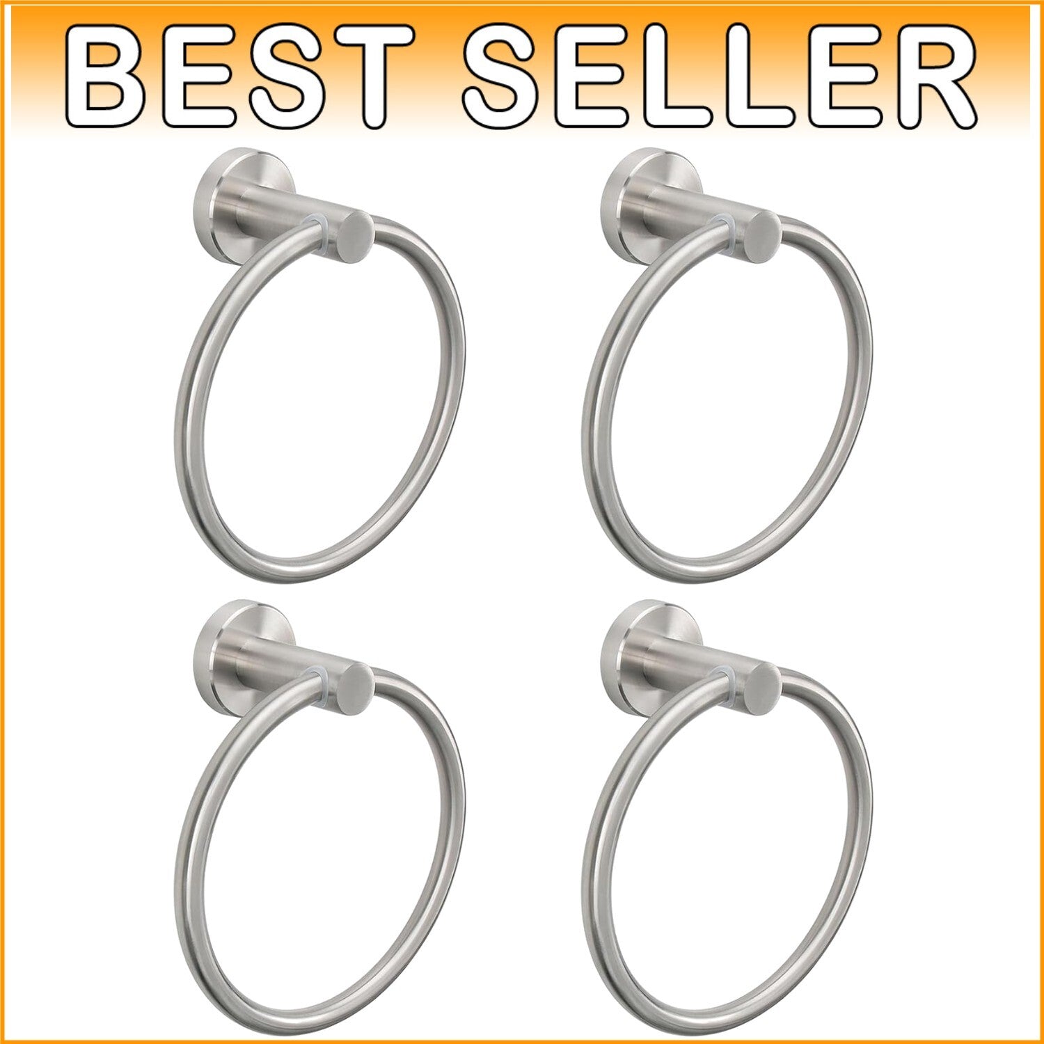 Elegant Wall-Mounted Towel Ring Set - Modern Stainless Steel Brushed Nickel