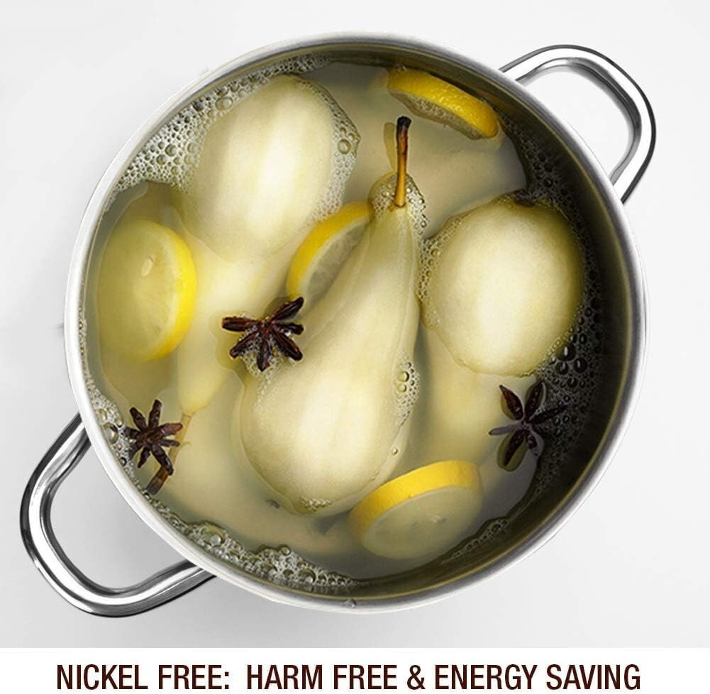 Durable Nickel-Free Stainless Steel Stock Pot - 6 Quart with Ergonomic Handles
