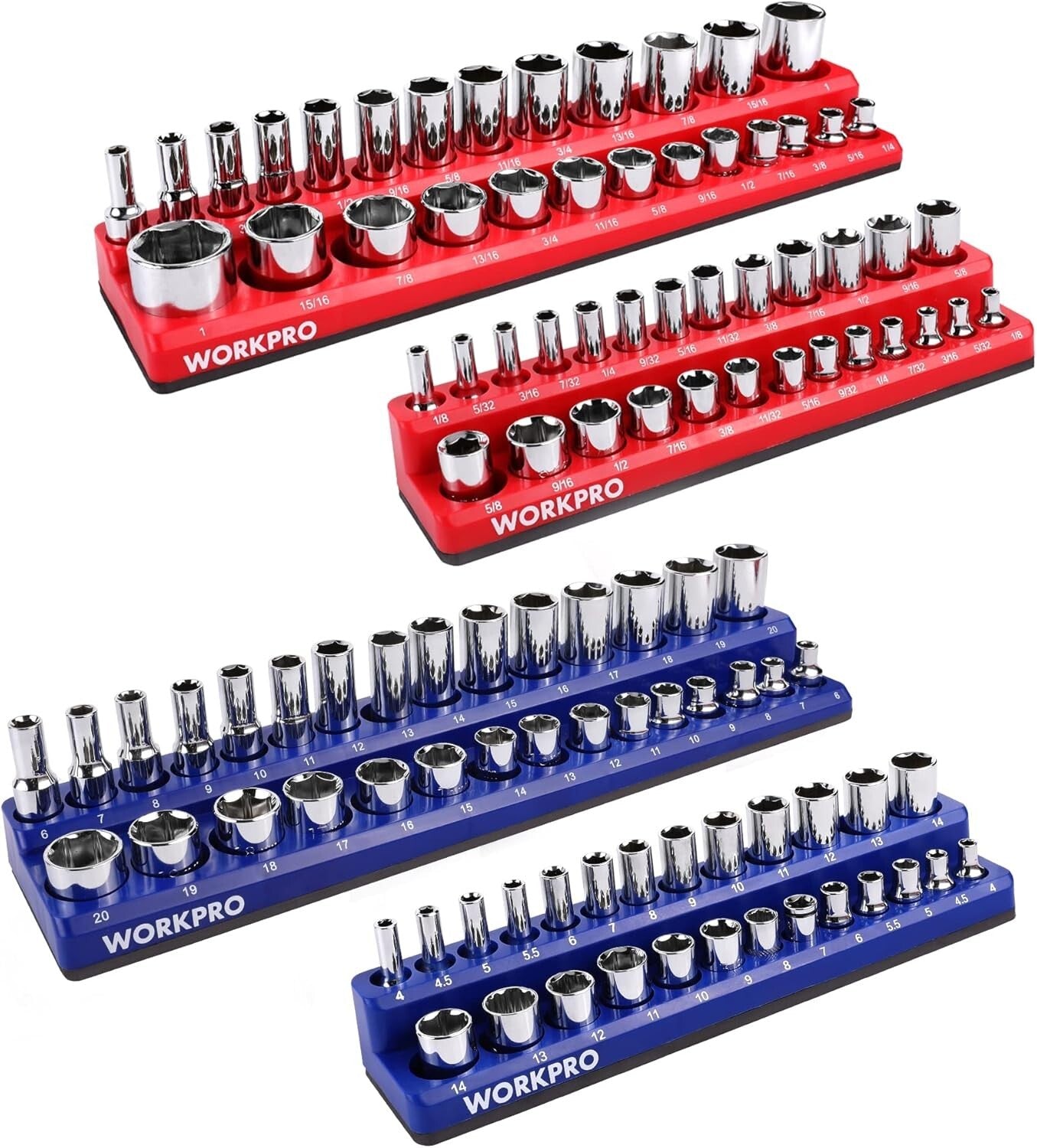 Efficient 4-Piece Socket Storage Set with Magnetic Base - For Tool Enthusiasts