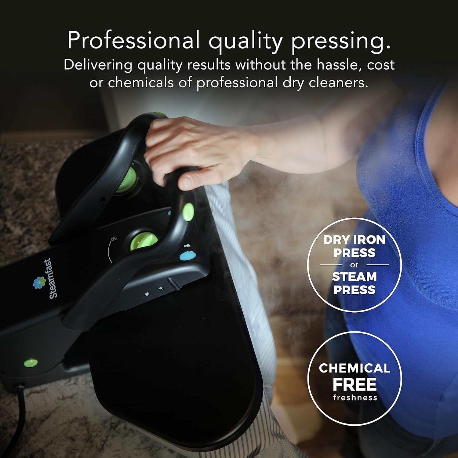 SF-623 Black Fabric Steam Press: Fast Heat & Multiple Fabric Settings