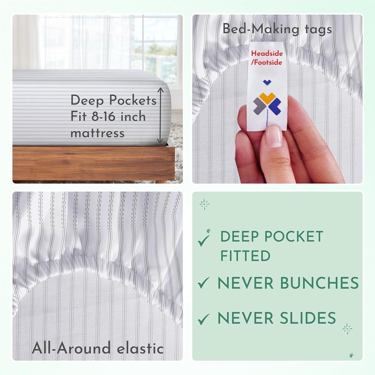 Breathable 600 Thread Count California King Sheet Set - Fade Resistant Sateen