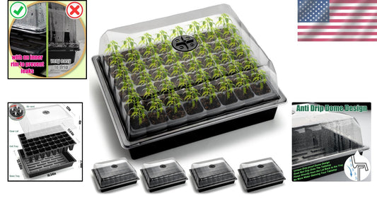 Heavy-Duty 5-Pack Seed Starter Trays with Leak-Proof Dome for Indoor/Outdoor Use