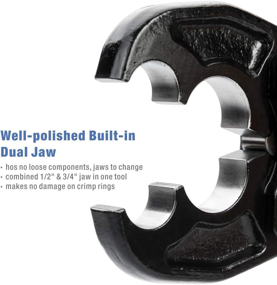 Ergonomic PEX Crimping Tool Kit for 3/8 to 1 in Copper Rings - ASTM Approved