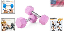 Load image into Gallery viewer, Stylish Light Pink 15 lb Neoprene Dumbbells - Anti-Slip, Hex Shape Set of 2