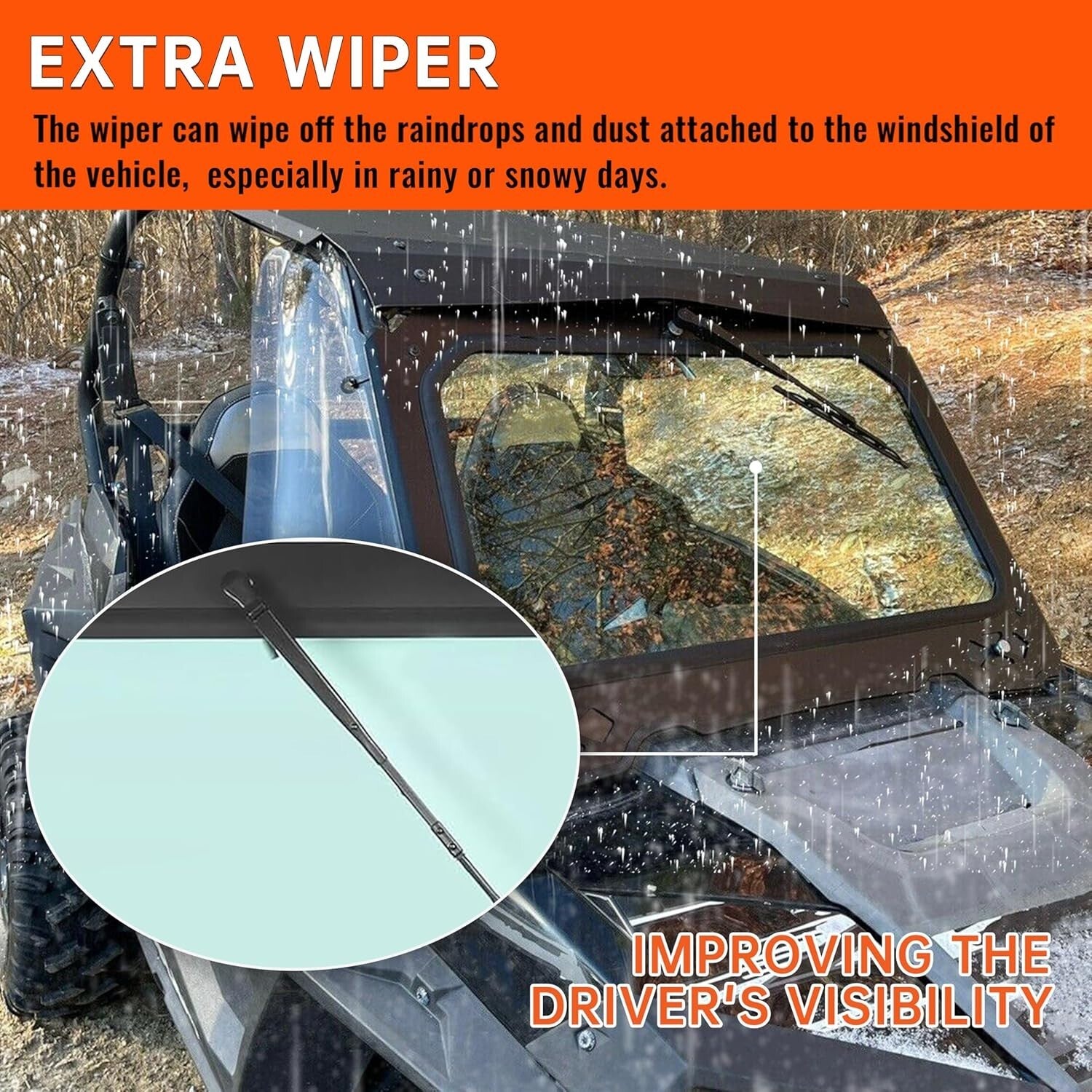 Enhanced Visibility Full Windshield & Wiper for 2014-2018 Polaris RZR XP Turbo