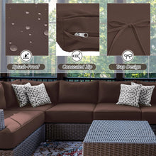Load image into Gallery viewer, Brown Waterproof Patio Cushion Covers Set - 11 Pcs for Wicker Furniture