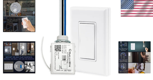 Self-Powered Kinetic Remote Light Switch with Easy Surface Mount Installation