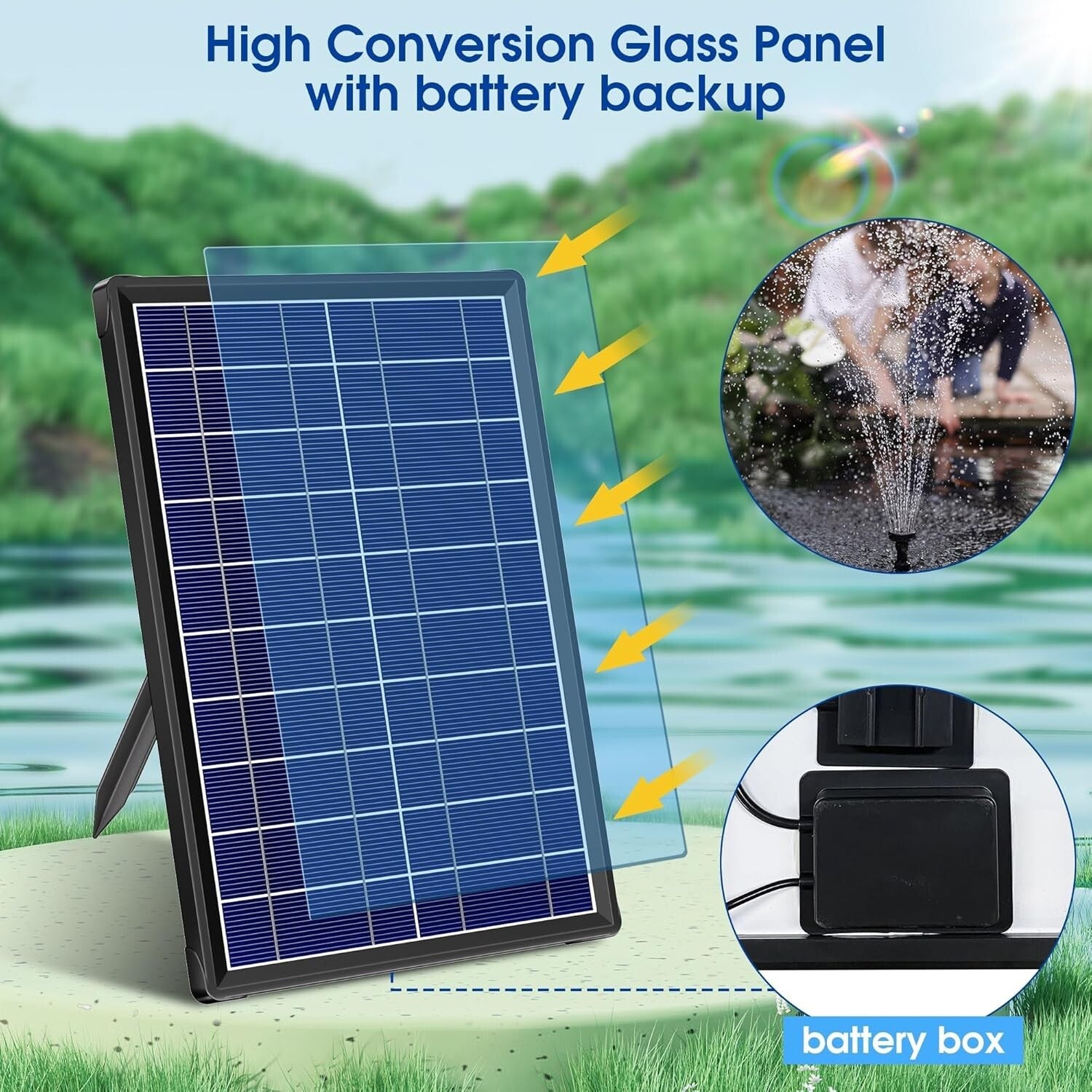 Easy-Setup Solar Fountain Kit with 5FT Tubing for Ponds and Water Features