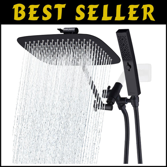 Modern 12-Inch Rain Shower Head Combo with Handheld Wand & Easy Install Features
