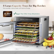 Load image into Gallery viewer, 800W Stainless Steel Food Dehydrator with 8 Trays: Create Healthy Snacks Fast