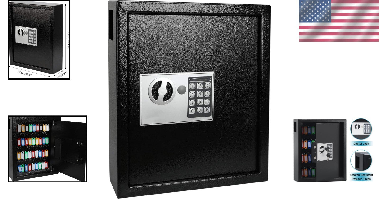 Durable 40-Key Wall Mount Digital Key Safe with Electronic Combination Lock