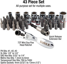 Load image into Gallery viewer, All-In-One 44Pc Dual Flex Head Socket &amp; Bit Set - Ratchet, Storage Case Included