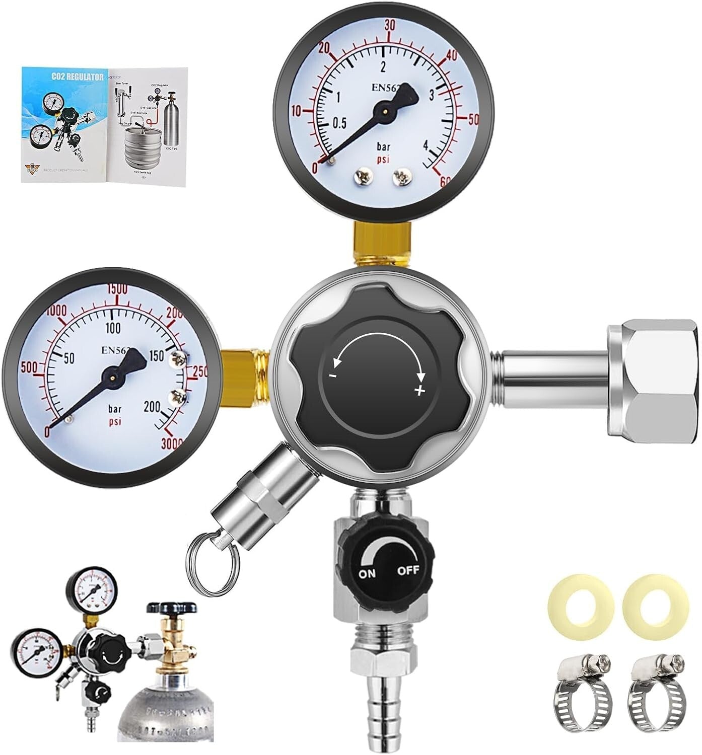Professional Grade CO2 Regulator for Kegerators - 0-60 PSI Adjustable Control