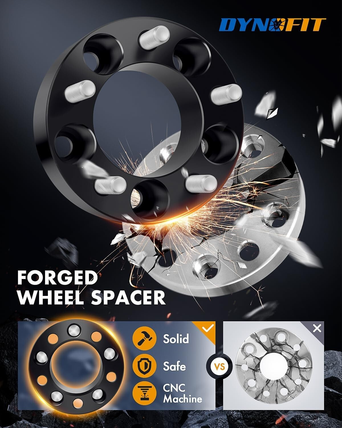 Forged Wheel Spacers 5x4.5" with DACROMAT Bolts - Enhance Jeep Performance