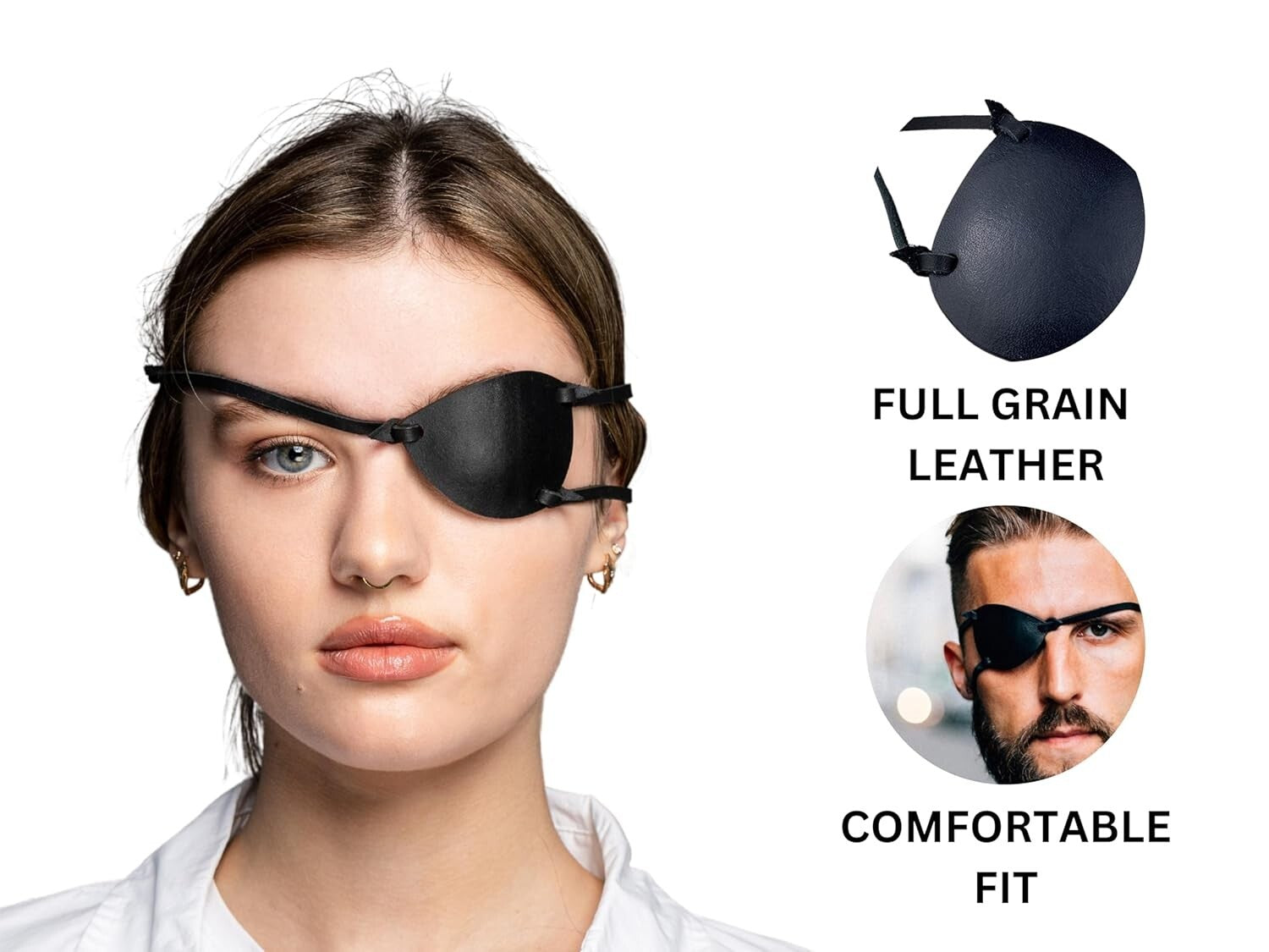 Adjustable Black Leather Eye Patch - Stylish Punished Snake Cosplay Accessory