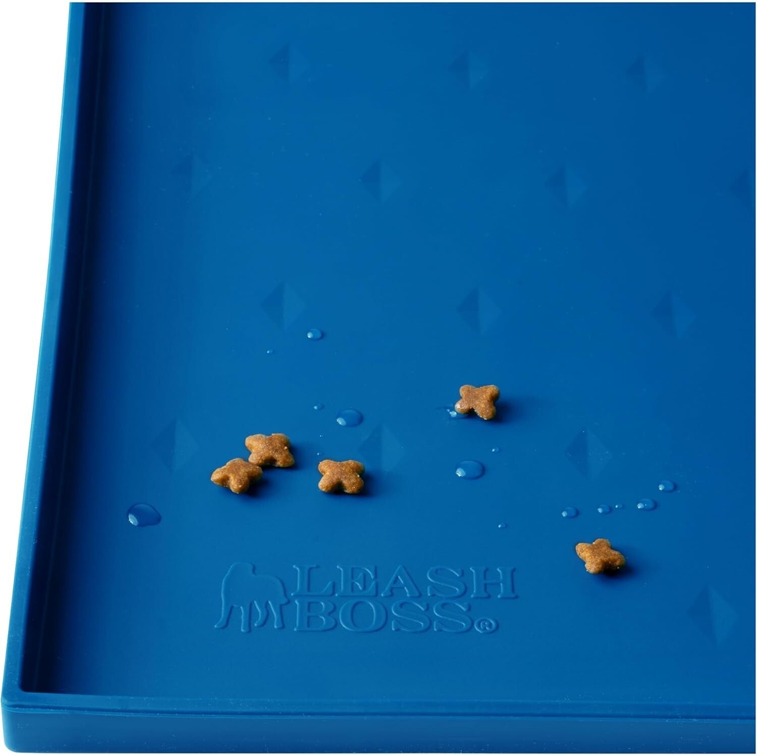 Pet Feeding Mat with Extra Tall Lip - Dishwasher Safe, Blue Diamond Design