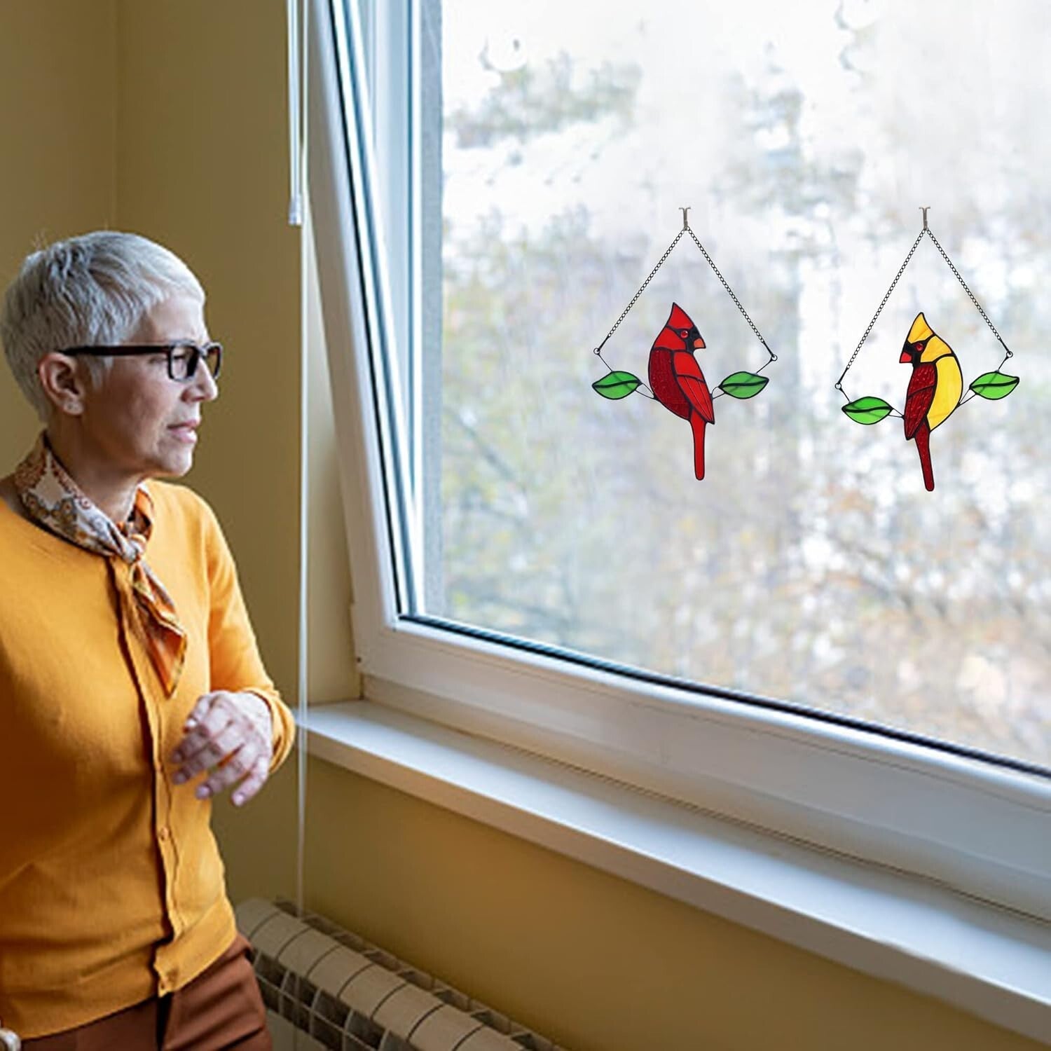 Handmade Stained Glass Cardinal Suncatcher - Heartfelt Memorial Gifts for Women