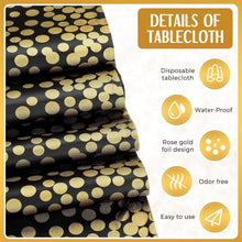 Load image into Gallery viewer, 54x108 inch Black Disposable Tablecloths with Satin Runners for Luxurious Events