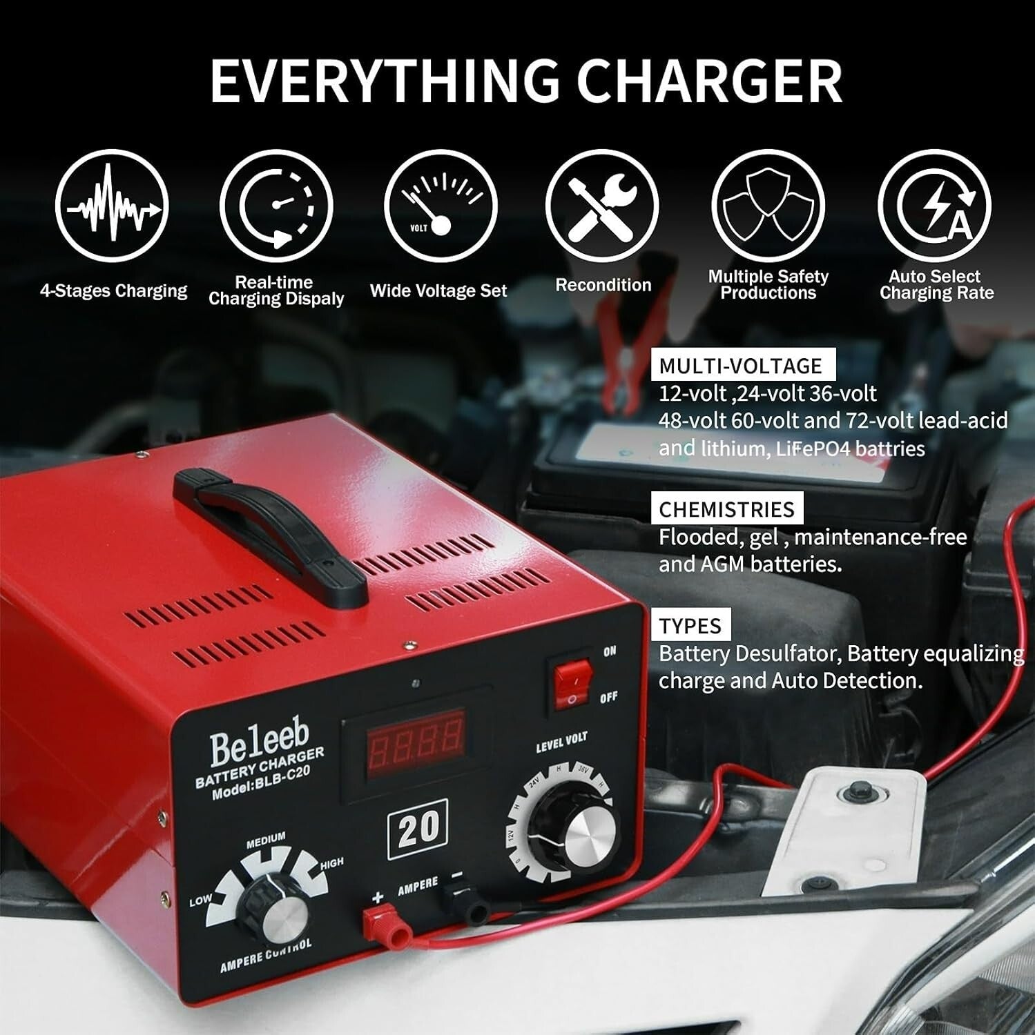 Effortless Battery Maintenance with C20 12V-48V Charger and Pulse Technology