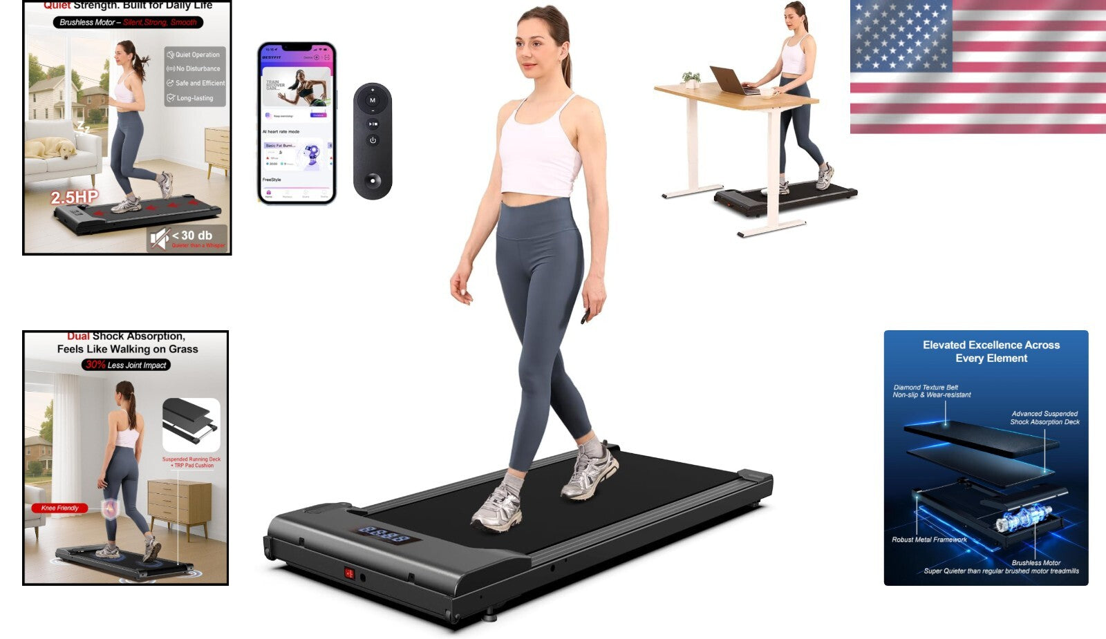 Alloy Steel Under Desk Treadmill with Remote Control – Ideal for Home & Office