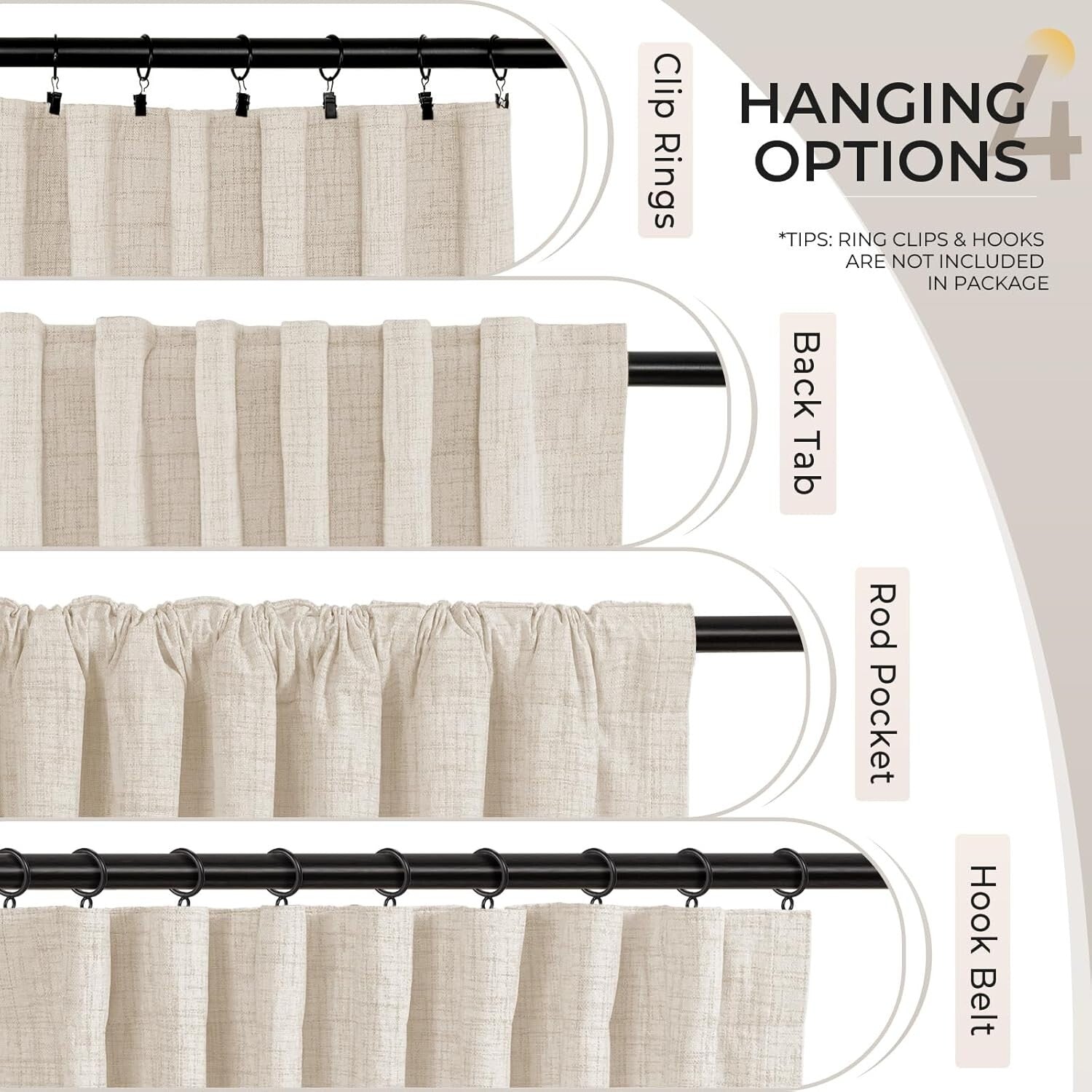 Elegant 100% Blackout Thermal Curtains for Bedroom & Living Room - Buttercream