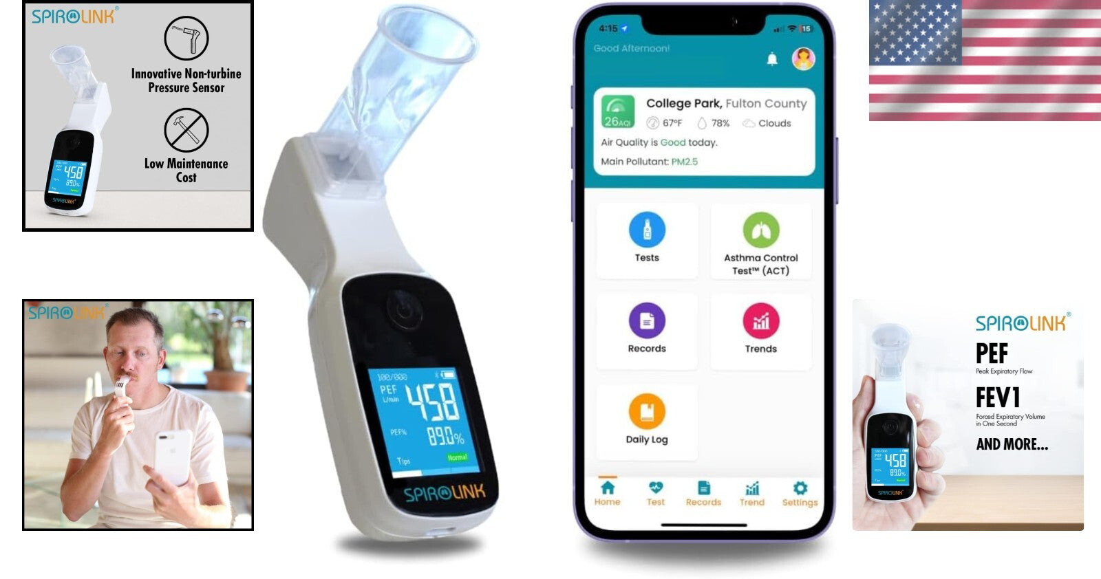 Durable Smart Spirometer with LCD Display - Ideal for Asthma & COPD Management