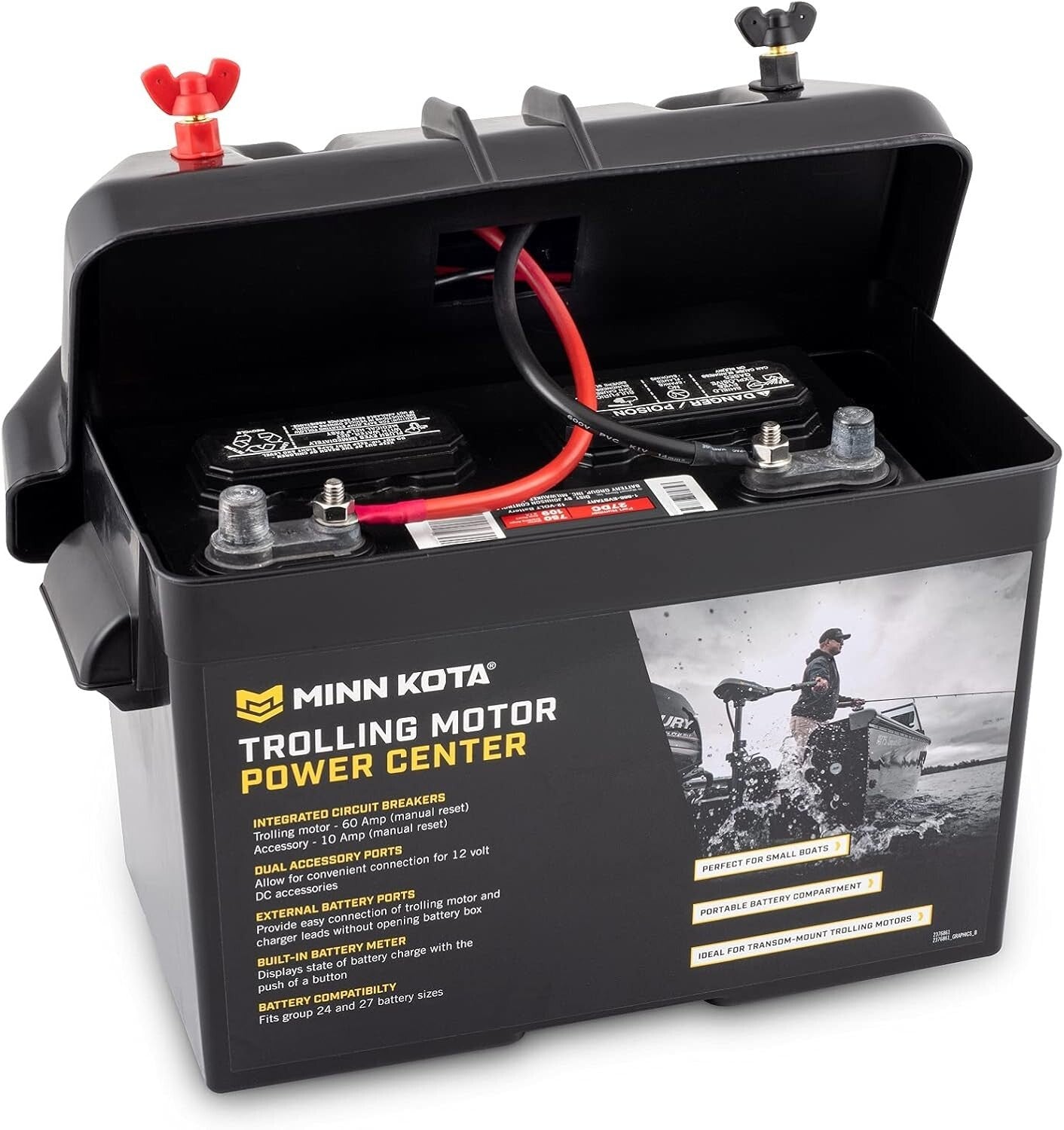 Efficient Trolling Motor Battery Center, Resettable Circuit Breakers & Terminals
