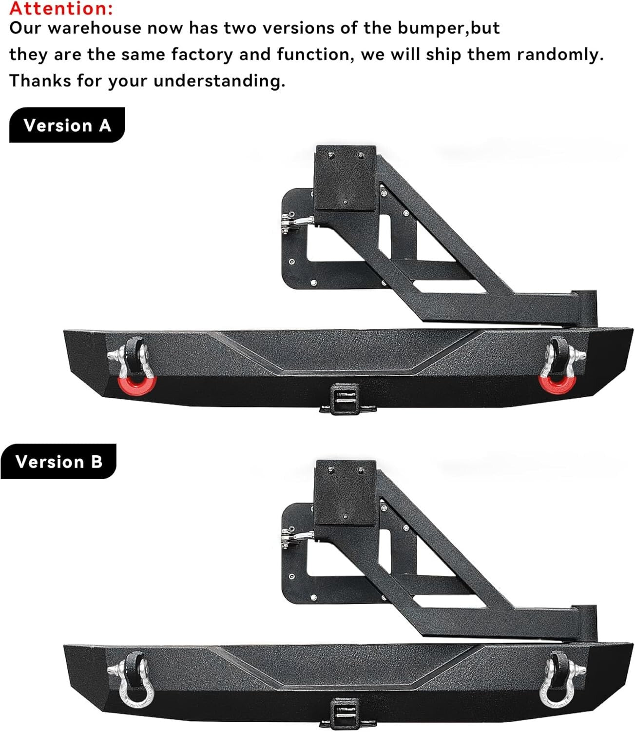 All-in-One Jeep Bumper with Tire Carrier and Hitch Receiver for JK JKU Models