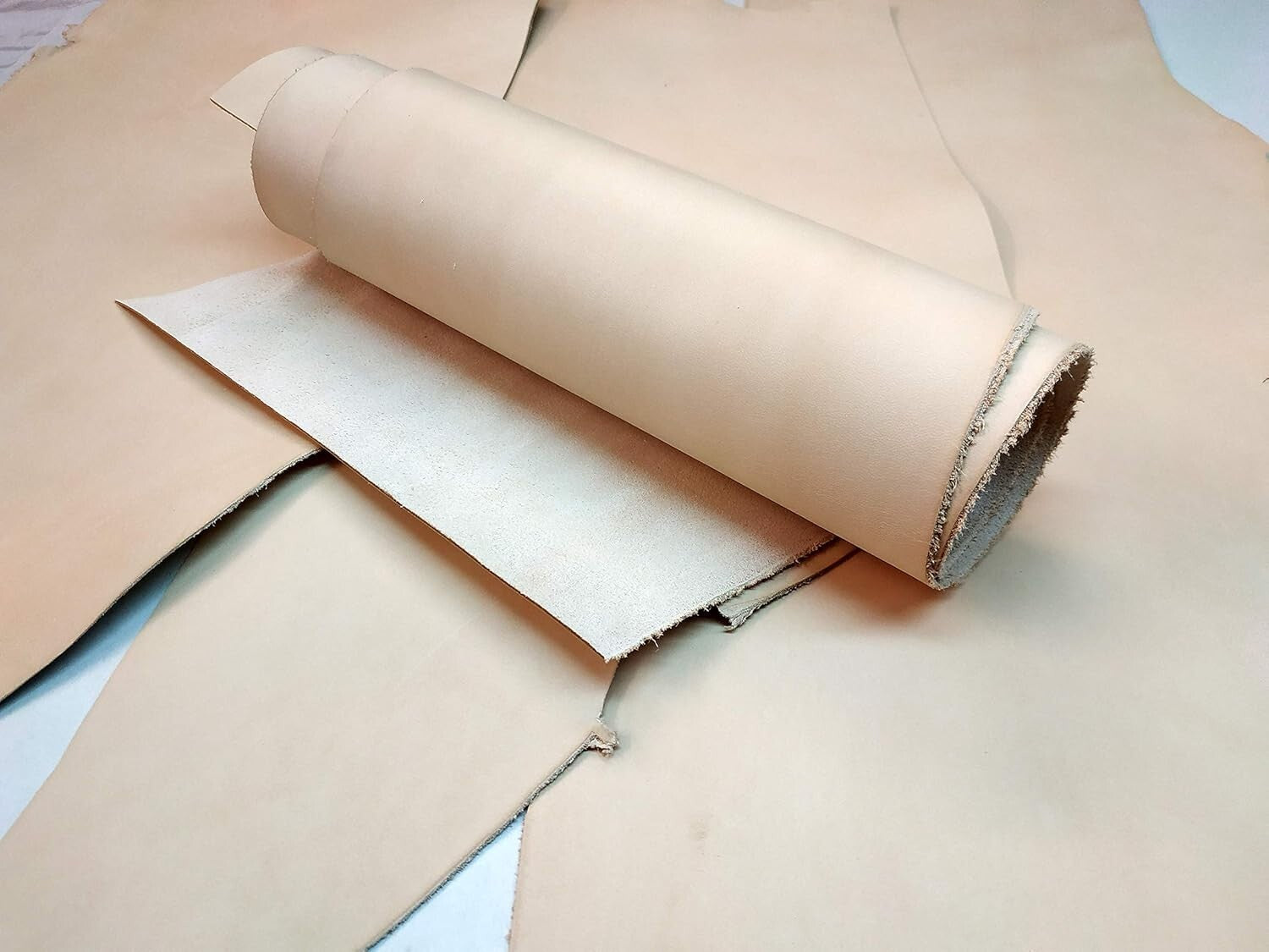 1 LB Veg Tan Leather - Large Pieces and Scraps for Elegant Handcrafted Projects