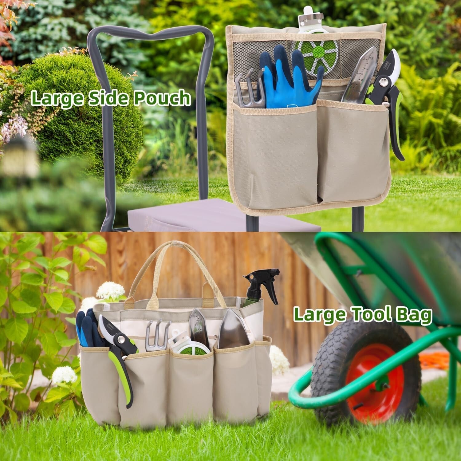 Versatile Folding Garden Stool with Extra Kneeling Pad - Supports 330 lbs