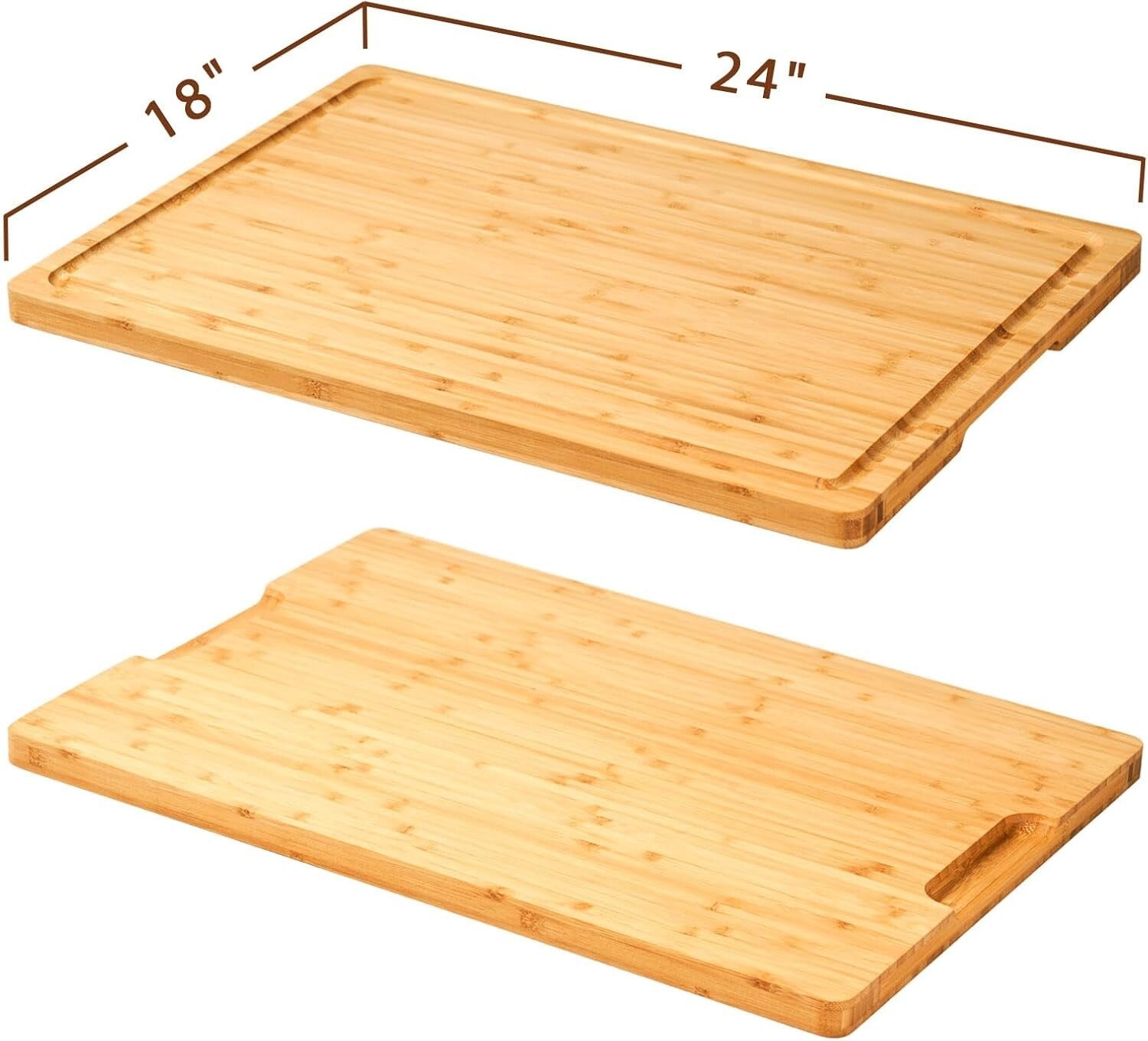 Durable 24x18" Bamboo Cutting Board with Handles & Juice Grooves for Easy Prep