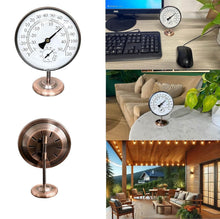 Load image into Gallery viewer, Elegant 4-Inch Indoor/Outdoor Thermometer with Hygrometer – Durable Brass Design