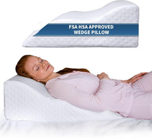 Load image into Gallery viewer, Memory Foam Wedge Pillow with Washable Cover - Perfect for Back &amp; Knee Support