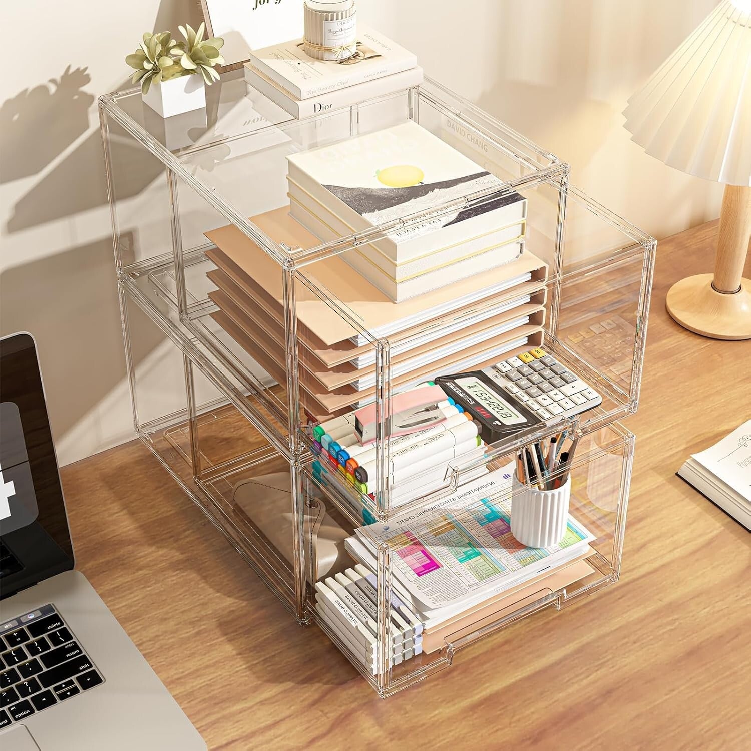 Durable 2 Drawer Clear Acrylic Desktop Organizers - Versatile Storage Solution