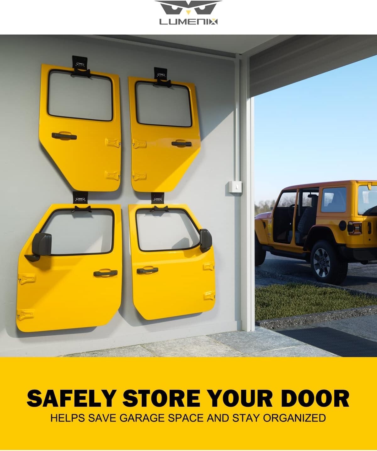 Heavy Duty Jeep Door Storage Hangers - Rust Resistant Bracket Set for All Models