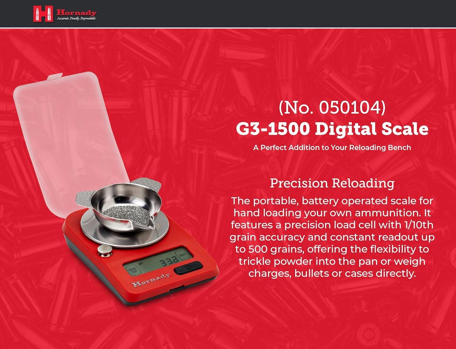 G3-1500 Reloading Scale for Precise Ammunition Weighing - Easy Calibration