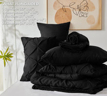 Load image into Gallery viewer, Stylish Black Full Size 7-Piece Bedding Set - Pinch Pleat Comforter Included