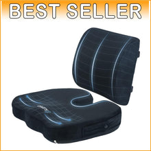 Load image into Gallery viewer, Ergonomic Memory Foam Seat and Lumbar Pillow Set - Ideal for Office, Car, Travel