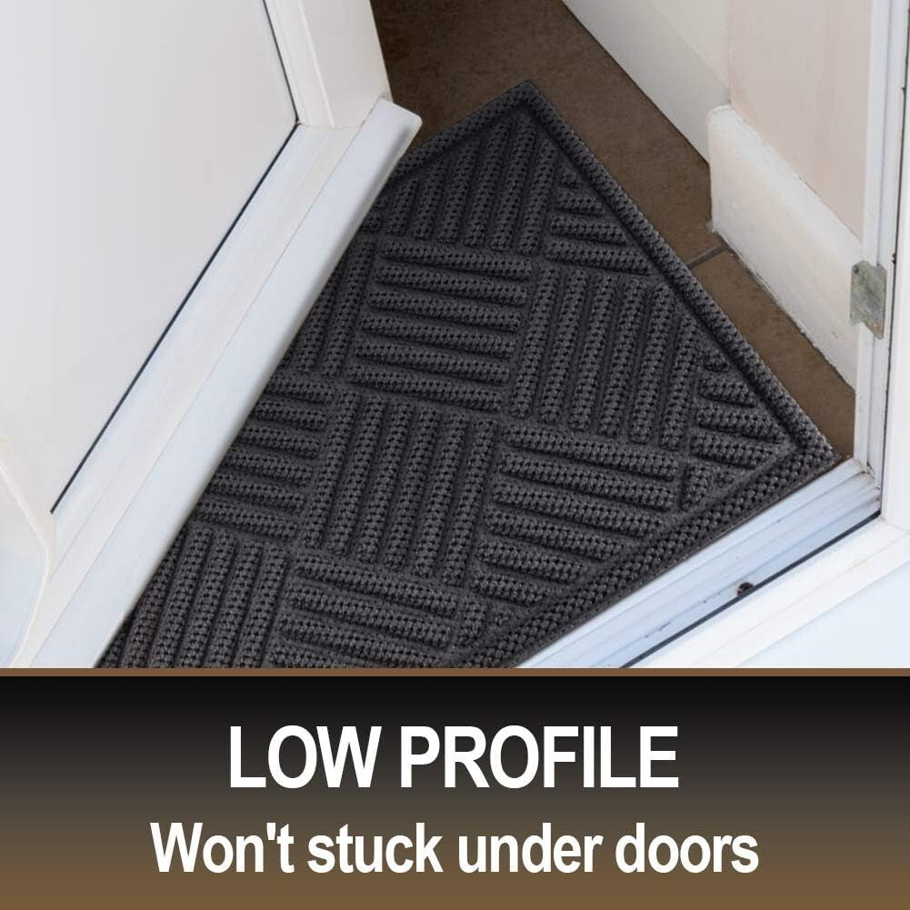 Durable Machine Washable Front Door Mat - Non-Slip Outdoor/Indoor Rug, 35.5"x24"